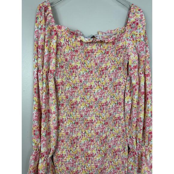 SNDYS Revolve Courtney Floral Smocked Midi Dress Pink 6 Wedding Guest Coquette - Picture 4 of 8